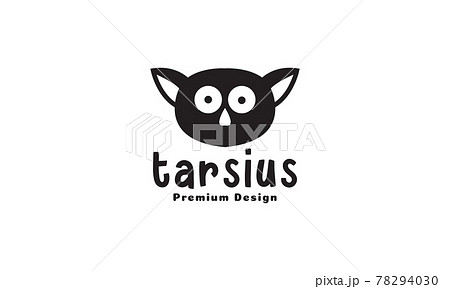 Line Tarsius Head Cute Logo Symbol Vector Icon のイラスト素材