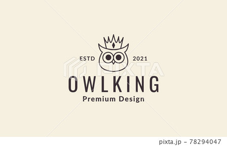 cute owl crown lines logo symbol vector icon illustration graphic design 78294047