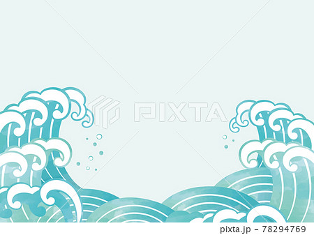 波のイラスト　水彩タッチ 78294769