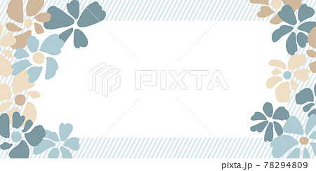 北欧風手描きタッチの花ストライプフレーム 北欧風手描きタッチの花ストライプフレーム 78294809