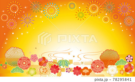 Japanese style material that raises fireworks - Stock Illustration  [78295841] - PIXTA