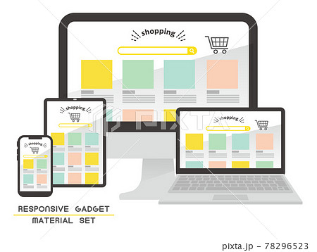 レスポンシブデザインに使えるベクターイラスト素材/ショッピング/ガジェット/デバイス レスポンシブデザインに使えるベクターイラスト素材/ショッピング/ガジェット/デバイス 78296523