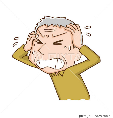 頭を抱える高齢男性 頭を抱える高齢男性 78297007