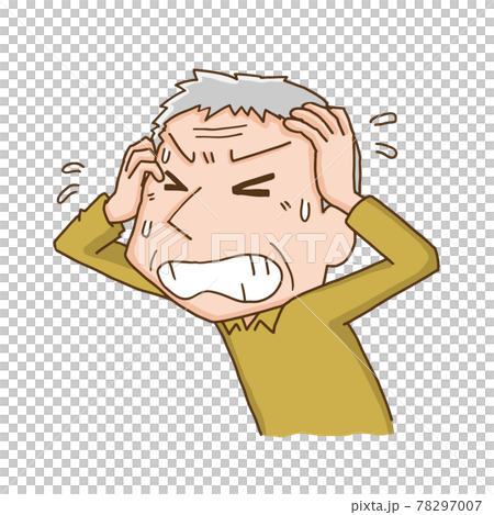 頭を抱える高齢男性 頭を抱える高齢男性 78297007