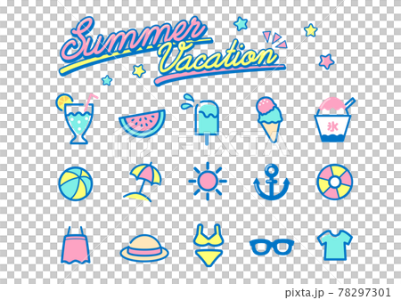 Retro pop summer icon material set 78297301