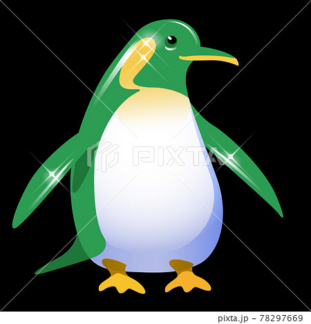 アイコン風のペンギン 黒背景のイラスト素材