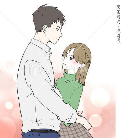 イラスト素材 抱き合う男女 背景つき のイラスト素材