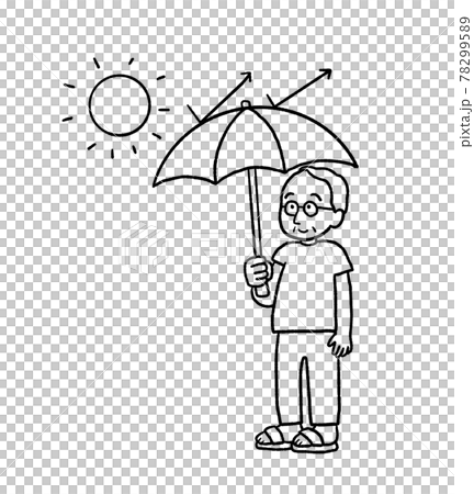 一個老人拿著遮陽傘的插圖 78299589