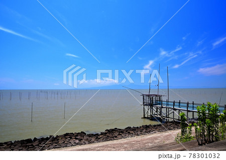 夏めく有明海 青い空と雲 夏めく有明海 青い空と雲 78301032