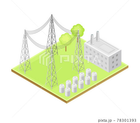 Generating Station as Ecological Resource of Electric Power Isometric Vector Illustration 78301393