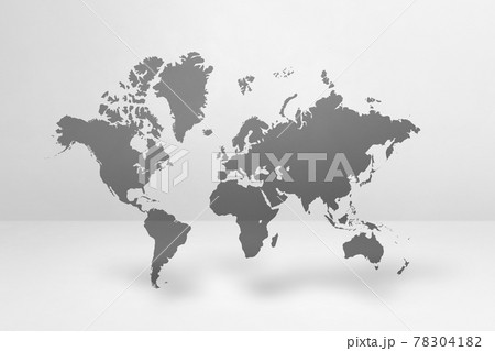 World map on white wall background. 3D illustration 78304182