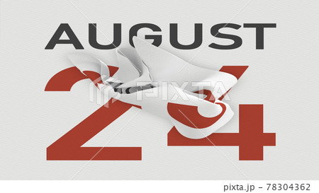 August 24 date behind torn page of a calendar, 3d rendering 78304362