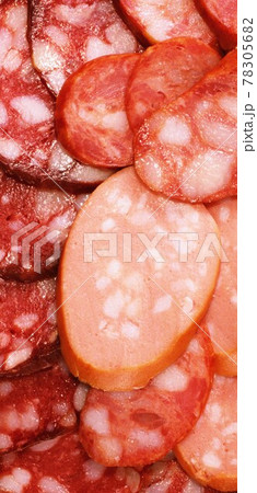 salami sausages background 78305682