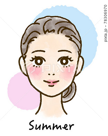 パーソナルカラーがブルベ夏(サマー)の女性イラスト パーソナルカラーがブルベ夏(サマー)の女性イラスト 78306970