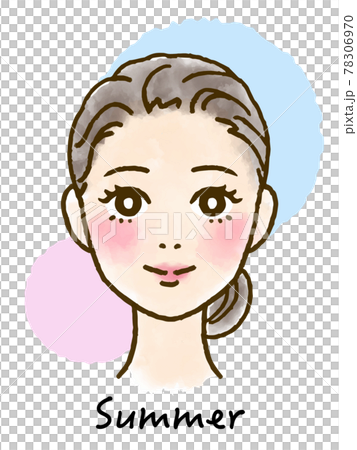 パーソナルカラーがブルベ夏(サマー)の女性イラスト パーソナルカラーがブルベ夏(サマー)の女性イラスト 78306970