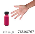 hand and a medicine bottle on white 78308767
