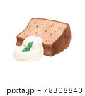 リアルタッチのシフォンケーキと生クリームとミントのイラスト 78308840