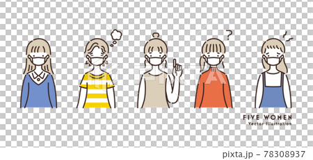 Illustration set of women in masks 78308937