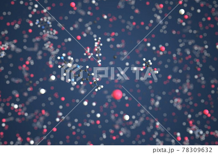 Ethacridine lactate molecule made with balls, conceptual molecular model. Chemical 3d rendering 78309632