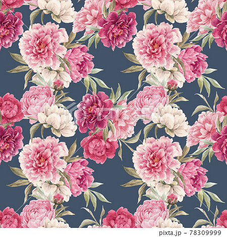 Beautiful seamless floral pattern with hand drawn watercolor gentle pink peony flowers. Stock illuistration. Beautiful seamless floral pattern with hand drawn watercolor gentle pink peony flowers. Stock illuistration. 78309999