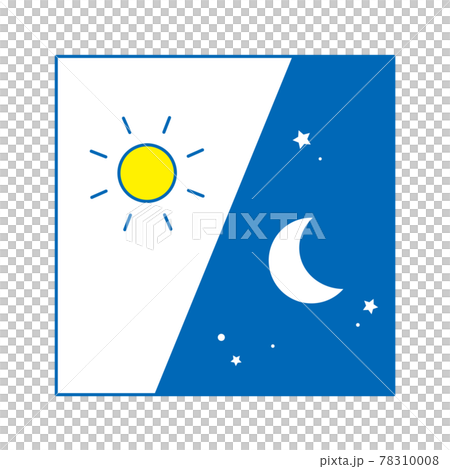 Night and morning image Square icon. From left, day and night (line art, blue) 78310008