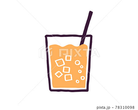 かわいいオレンジジュース みかん Drink ドリンク 手書きイラスト素材のイラスト素材