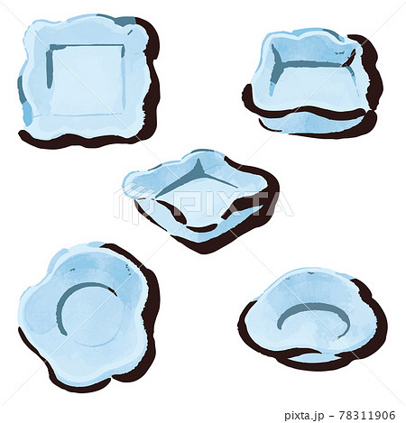 イラスト素材 空の皿 カラーイラスト セットのイラスト素材