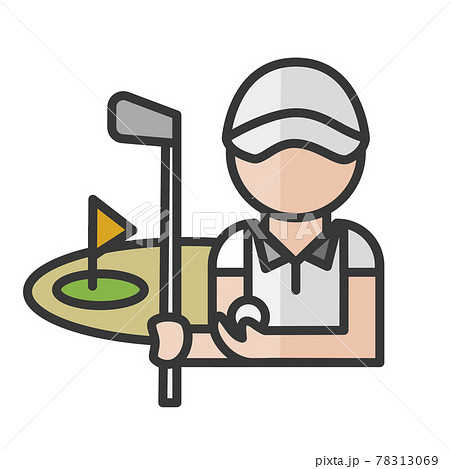 Male golf player avatar. Man playing sport character. Profile user, person. People icon. Vector illustration Male golf player avatar. Man playing sport character. Profile user, person. People icon. Vector illustration 78313069