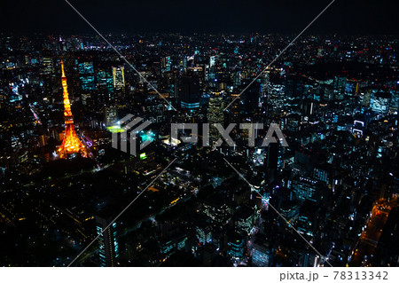 夜の都市景観　東京の夜景【空撮イメージ】 78313342