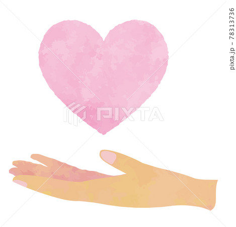 手とハート　手のひらの上に浮かぶピンクのハート 78313736