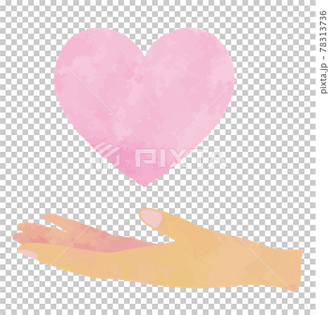 手とハート　手のひらの上に浮かぶピンクのハート 78313736