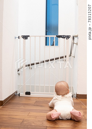 ベビーゲートの前にいる赤ちゃん 78315207