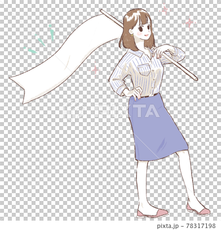 旗を掲げる女性 78317198