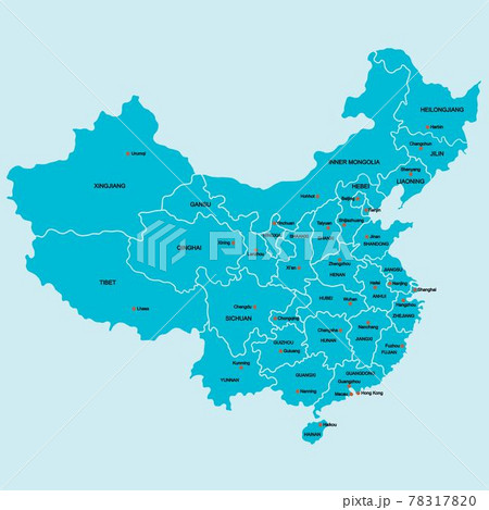 Doodle freehand drawing China political map with major cities. Vector illustration. 78317820
