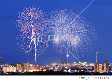 三重県 四日市花火大会の写真素材