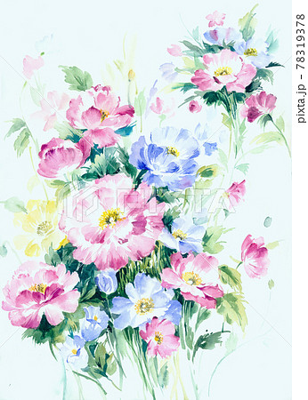 透明水彩 水彩画 花 78319378