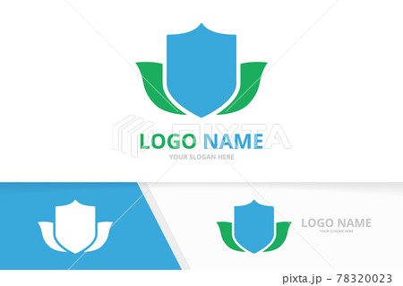 Vector shield and leaves logo combination. Eco security logotype design template. Vector shield and leaves logo combination. Eco security logotype design template. 78320023
