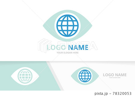 Vector eye and globe logo combination. Unique world logotype design template. Vector eye and globe logo combination. Unique world logotype design template. 78320053