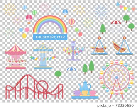 Cute amusement park ride set_illustration material_flat 78320680
