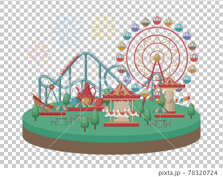 Vignette Style Cute Amusement Park Stock Illustration 7724