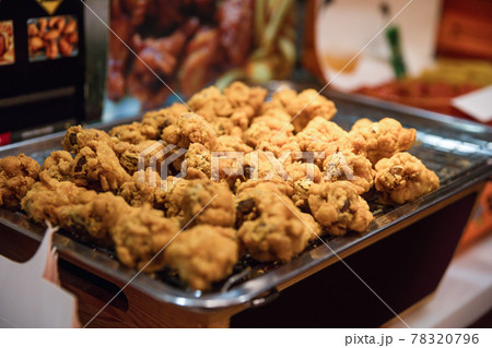 Fried Chickens At Street Market Stall in Asia 78320796