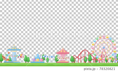 かわいい遊園地のフレーム_イラスト素材_16:9 78320821