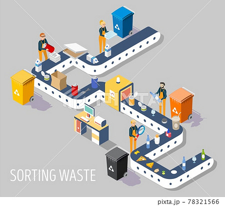 Waste sorting plant, vector flat isometric illustration Waste sorting plant, vector flat isometric illustration 78321566