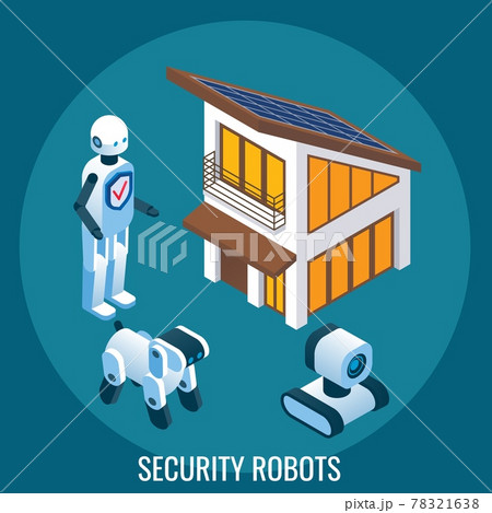 Automated Security And Surveillance Robots のイラスト素材
