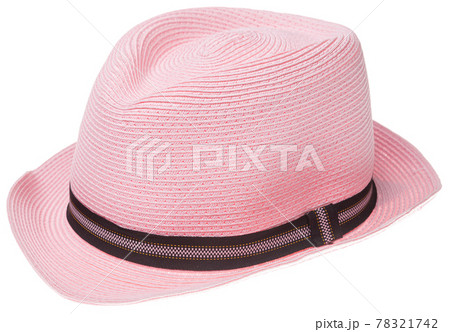 Pink panama hat isolated on white 78321742