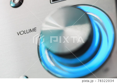 Shiny metallic volume control knob with text Shiny metallic volume control knob with text 78322034