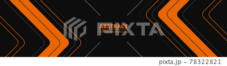 Black abstract wide banner with orange and gray lines, arrows and angles. Dark modern sporty bright futuristic abstract background. Wide vector illustration EPS10. 78322821