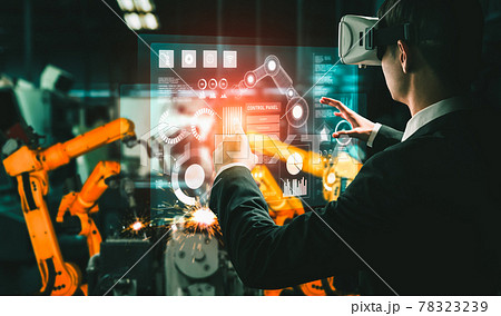 Advanced robot arm system for digital industry and factory robotic technology 78323239