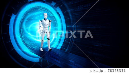 3D rendering robot humanoid in sci fi fantasy world 3D rendering robot humanoid in sci fi fantasy world 78323351