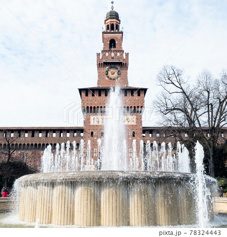water fountain Fontana di Piazza Castello in Milan water fountain Fontana di Piazza Castello in Milan 78324443